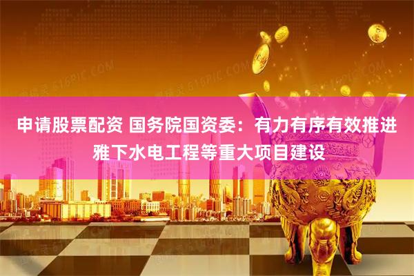 申请股票配资 国务院国资委：有力有序有效推进 雅下水电工程等重大项目建设